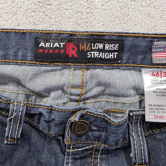 Ariat Jeans Mens 46x32 Blue FR M4 Low Rise Straight Work Utility Flame Resistant - Picture 4 of 11